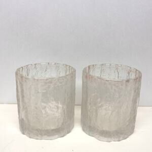 Hoya Crystal Glacier Ice Frosted Old Fashioned Whiskey Glasses Set of 2